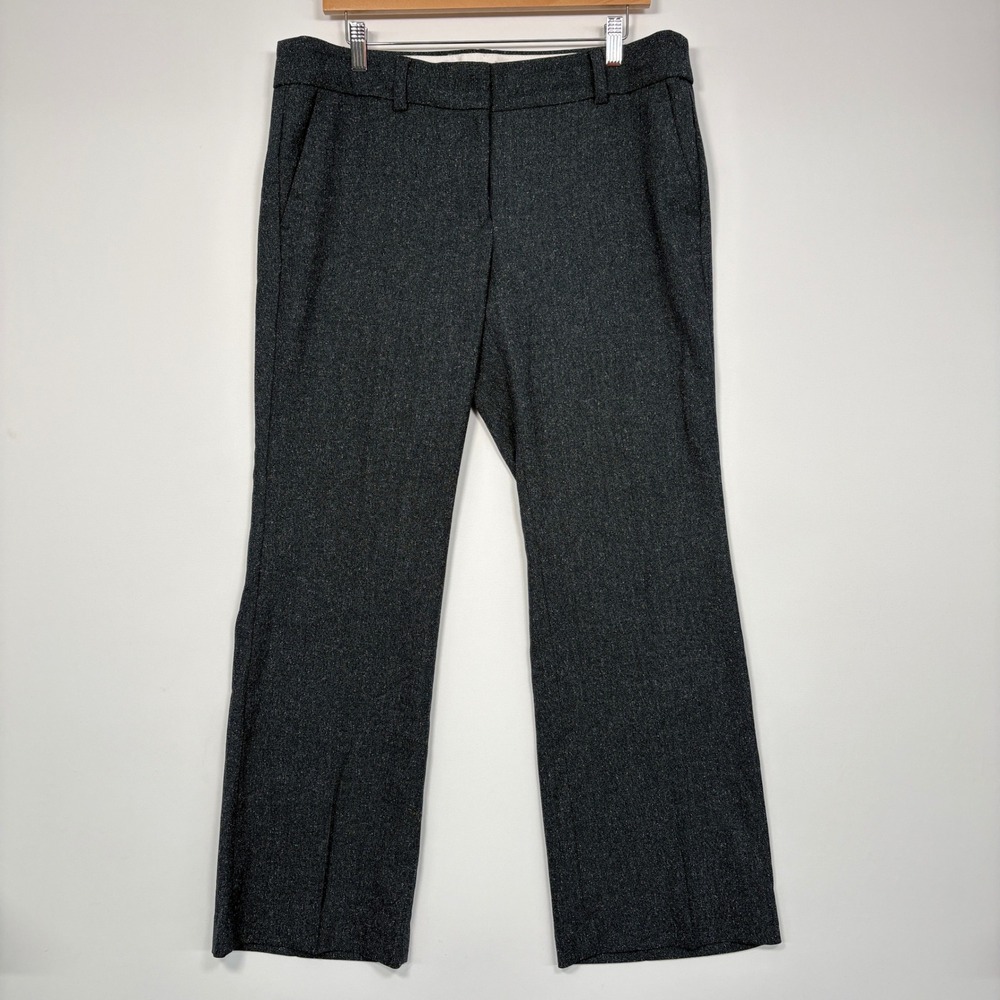 NWT LOFT Women Marisa Trouser 12P Gray Textured Straight Leg Dress Pants Career